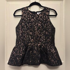 Tanya Taylor Marsha Metallic Brocade Peplum Top, size 6